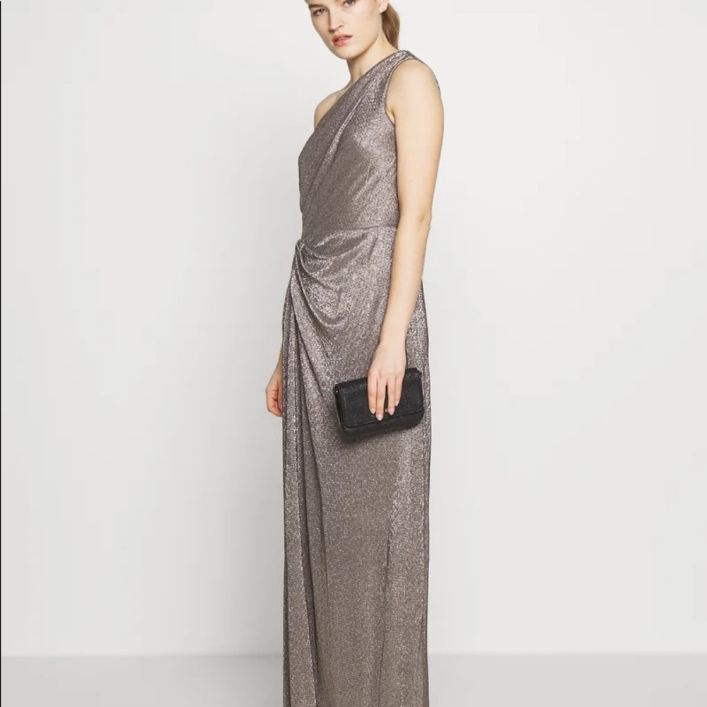 Ralph Lauren Metallic One-Shoulder Gown